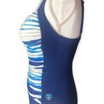 Disney Parks Minnie Mouse Retro Blue & White Striped One Piece Swimsuit Photo 1