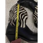 Code West Black Leather Cowboy‎ Boots Zebra Print Hair Western Booties Women's Photo 12