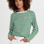 South Parade Lenny Palm Tree Green and White Stripe Long Sleeve Top Size S Photo 0