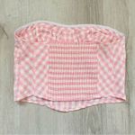 Free People Leilani Cotton Gingham Tube Top Pink/White Sz Medium Photo 1