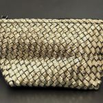 NAGHEDI Portofino Cosmetic Bag in Etoile Woven Neoprene Metallic Gold Makeup Bag Photo 1