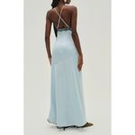 FOR LOVE & LEMONS Mariella Lace Trim Satin Maxi Dress in Blue Size XL Photo 2