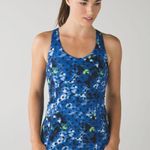 Lululemon Kanto Catch Me Racerback Tank Windy Blooms Sapphire Blue Size 4 Small Photo 1