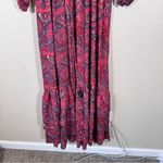 Boemo Red Paisley Tiered Boho Maxi Dress Womens L Long Sleeve Fall Peasant Size L Photo 7