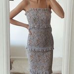 Revolve  Mable Light Blue Floral Shirred Dress Photo 0