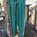 Universal Threads NEW! Universal Thread Size 16 Green Tie-Waist Linen Rayon Jumpsuit Boilersuit Photo 2