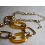 Source Unknown Quirky Vintage Butterscotch Lucite Gold Tone Chunky Link Chain Like New Necklace Photo 3