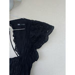 ZARA  Black Eyelet Sleeve Openwork Embroidery Back Maxi Dress Women’s Size Small Photo 6