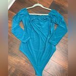 Boohoo Teal Bodysuit Neckline Peek a Boo Cut Out Detail Size 16 Photo 3