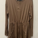 Brown Long Sleeve Romper with Pockets Size M by Ces Femme Size M Photo 0