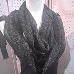 Sparkle Knit Infinity Scarf Metallic Black Gold Glam Evening Accessory Photo 0