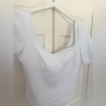 Free People NWT Just Looking Bustier Crop Top In White Short Sleeve Tee Size Large Photo 4