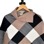 Main Strip Plaid One Size Poncho Collared Fits Plus Fall Winter Layer Photo 2