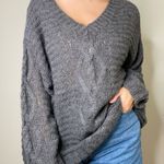 American Eagle  Gray Wool Blend V Neckline Oversized Cozy Sweater Small Photo 0