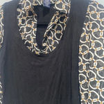 Max edition  Women's Black Print Layered Blouse Sheer Long SleeveTop Sz M Photo 2