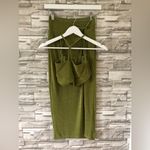 SheIn  || Two Piece Set Solid Green Strappy Top High Slit Skirt SZ Small Photo 1
