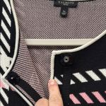 Talbots Herringbone Plaid Sweater Coat Black White Pink Business Casual Women's Photo 4