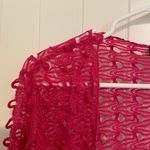 EUC Mirror Image women’s‎ bright pink crochet pattern drapey open front sweater Size L Photo 1