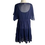 Torrid Lace Inset Chiffon Dress XL Blue Short Sleeves V Neck Elastic Waist Photo 3