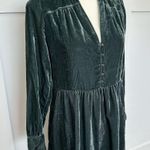 Holding Horses Anthropologie  Green Velvet Shirt Dress Photo 1