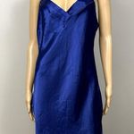 Vintage Barbizon Blue Satin Chemise Slip Dress Size Large Shiny Silky Nighty Photo 0