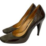 BCBGMAXAZRIA Brown Patent Leather Satin pump heels Women shoe size 7 B Brazil Photo 1