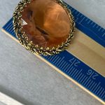 VTG Western Germany Brooch peach crystal filigree gold tone C clasp Photo 7