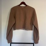 TNA Cozy Crew Fleece Cropped Sweatshirt Brown Photo 1