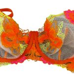Lacy floral appliqué bra Orange Size 2X Photo 2