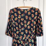 RIXO • Staci Dress maxi rayon dark floral tie waist puff sleeve button front Blue Size 8 Photo 9