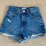 Primark  high rise blue distressed jean shorts in size 0 Photo 0