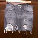 We The Free People Distressed Denim Mini Slit Skirt Black 25 Photo 2