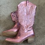 Metallic Pink Cowboy Boots Size 9 Photo 2