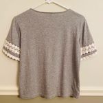 J.Crew  Grey White Circle Eyelit Crochet Top XXS Photo 1