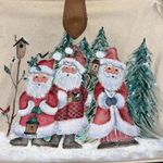 Vintage Hand painted Santa Canvas Tote Bag with Tan Handles Christmas Purse Photo 1