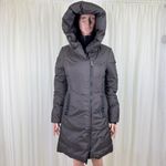 SOIA & KYO Down Fill Winter Bib Puffer Hood Coat Jacket Parka Sz SM Black/Brown Photo 1