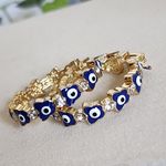 Gold Filled Hoop Earrings Evil Eye Butterfly Blue Photo 0