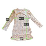 Le Art Vintage Pink Champagne Lace Layered Long Sleeve Dress Women’s Size 10 Photo 6