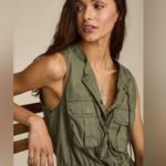 Lucky Brand  Cargo Utility Mini Dress Size Medium Tie Waist Snap Closure Photo 9