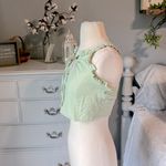 Ruffled Cotton Crop Top Pastel Green Photo 2