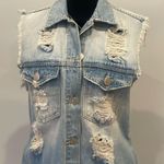 Distressed denim sleeveless dress Blue Photo 2
