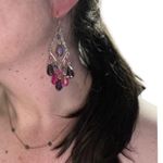Pink & Purple Crystal Chandelier Drop Earrings French Hooks Pierced Ears Women Purple Photo 7