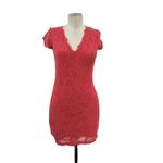 Nightcap Victorian Deep V Pencil Dress Body Mini Lace Dusty Coral Size 1 XS Photo 2