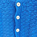 Handmade Handknit Cardigan Women Blue Button Up Crocheted Cottagecore Cute Grannycore Med Photo 3