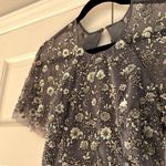 Needle & Thread Comet Midi Dress Size 2 XS Blue Gray Lavender Beaded Open Back Photo 6