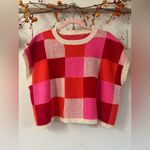 Colorful Checkered Knit Top Red Size undefined Photo 1