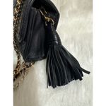 Tory Burch Kira Chevron Convertible Shoulder Bag Black Leather Gold Chain Tassel Photo 5