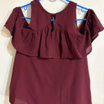 Iris basic Burgundy Ruffle Blouse Photo 0