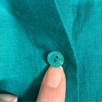 Eileen Fisher  Teal Green Organic Linen Button Down Shirt Womens LP Lagenlook Top Photo 10