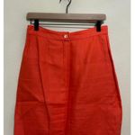 Max Mara Linen Skirt Women's Size 10 Orange Pencil Knee Length Straight Colorful Photo 6